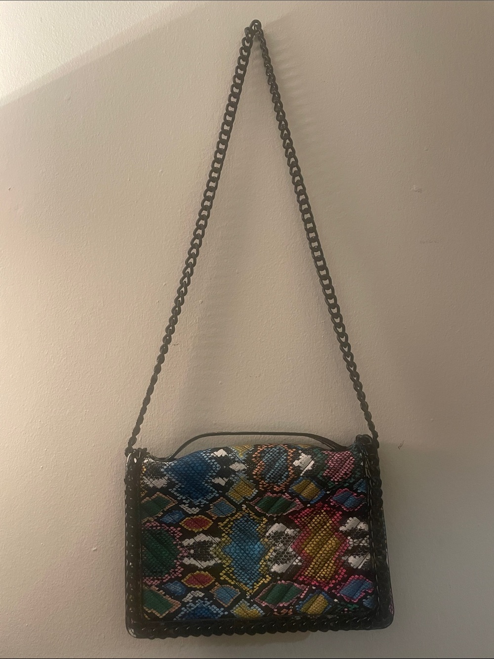 Aldo Multicolor Snake-Print Chain Crossbody Bag